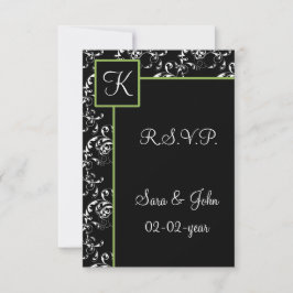 Mod Damask wedding R.S.V.P Standard 3.5 x 5 RSVP Karte
