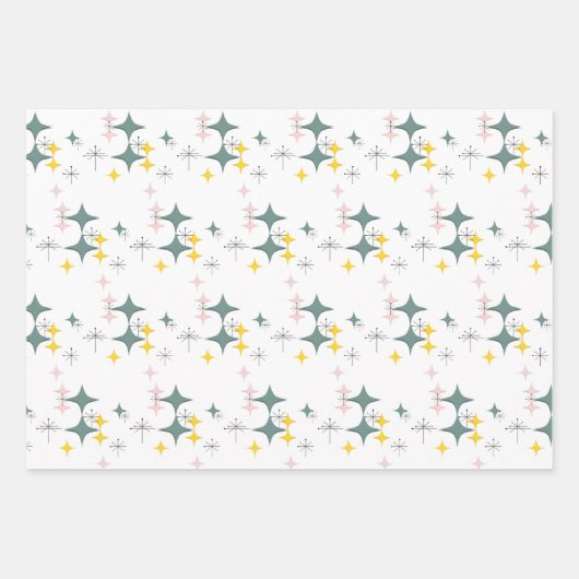 Mod Diamonds Sternexplosionen Mitte Jahrhunderts P Geschenkpapier Set (Vorderseite 3)