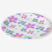 Mod Dots Blumendruck Pappteller (Schrägansicht)