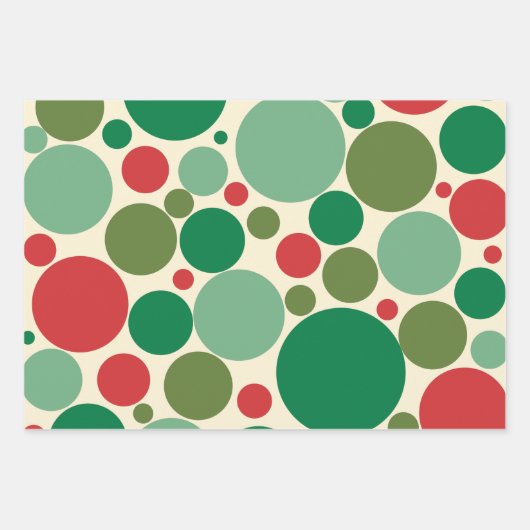 Mod Dots Retro Weihnachtsmuster Red Green Creme Geschenkpapier Set (Vorderseite 2)