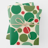 Mod Dots Retro Weihnachtsmuster Red Green Creme Geschenkpapier Set (Beispiel)