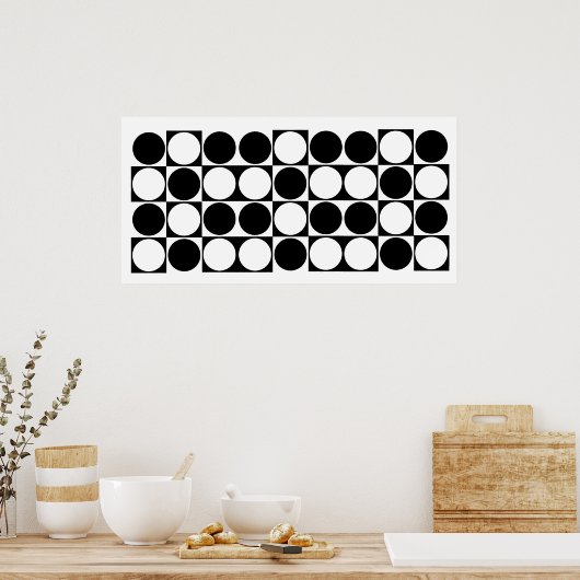 Mod Dots Schwarzweiß-Designer drucken Poster (Küche)