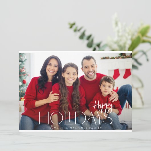 MOD Ele Minimalistisch Happy Holidays Foto (Stehend Vorderseite)