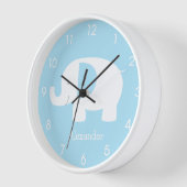 Mod Elephant Baby Blue Minimalistisch Kinderzimmer Uhr (Winkel)
