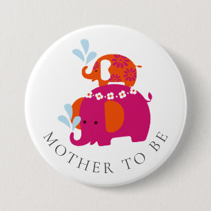 Mod Elephant Baby Shower Mother to Be Button
