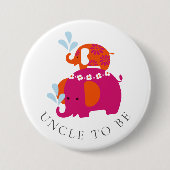Mod Elephant Baby Shower Uncle Button (Vorderseite)