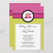 Mod Elephant Babydusche Einladung Pink Polka Dot (Vorne/Hinten)