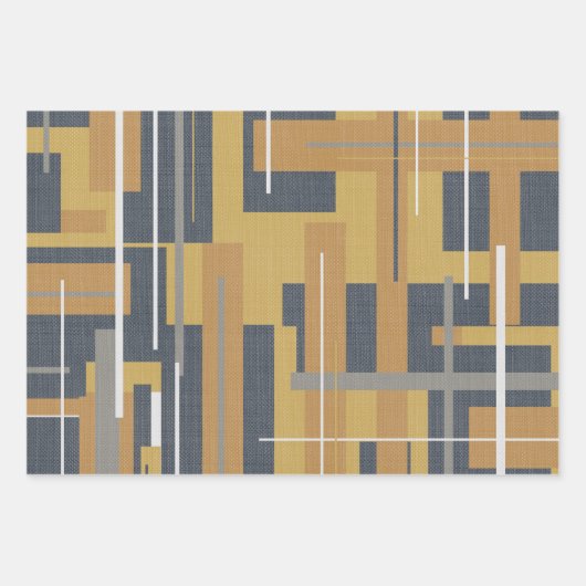 Mod-Faded Cloud Geo aus dem Mittelalter in Mustard Geschenkpapier Set (Vorderseite)