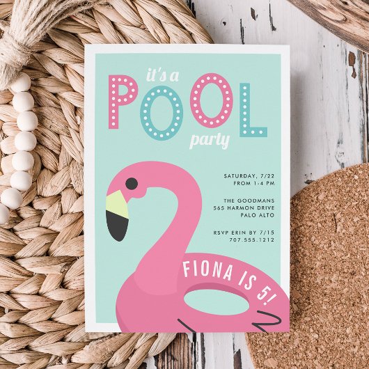 Mod Flamingo | Pool Party Geburtstagseinladung Einladung