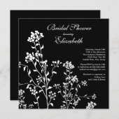 Mod Floral Bridal Dusche Einladung Schwarz-weiß (Vorne/Hinten)