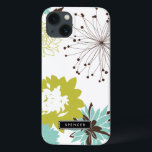 Mod Floral Muster Personalisiert iPad Mini Fall Case-Mate iPhone Hülle<br><div class="desc">Individuell anpassbare iPad Gehäuse mit Chartreuse,  blauen und braunen Blumenmustern. Andere Farben und ähnliche Gegenstände sind in meinem Shop erhältlich.</div>
