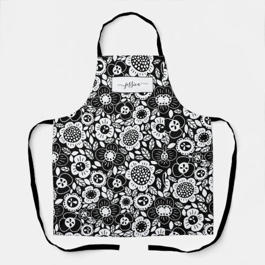 Mod Floral Patter with Script Name Schürze (Vorderseite)