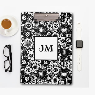 Mod Floralmuster mit Initialen Klemmbrett