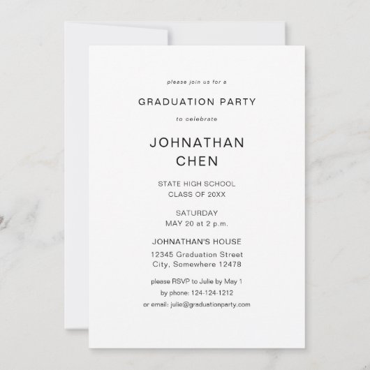 Mod Foto Graduation Party Vertikal Dunkel Einladung (Rückseite)