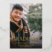 Mod Foto Graduation Party Vertikal Dunkel Folieneinladung (Vorderseite)