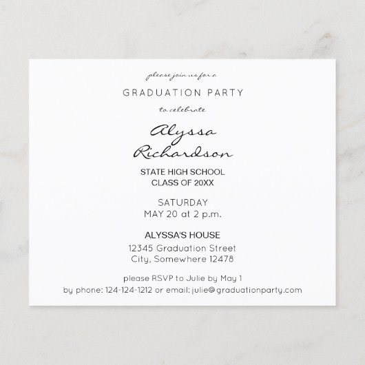 Mod-Foto-Graduierungspartei für Budgetskripte Flyer (Hinten)