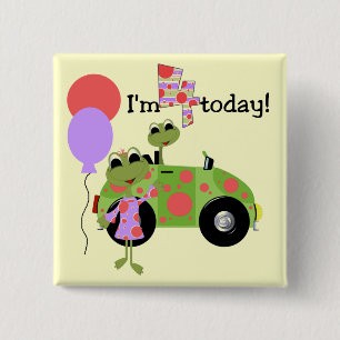 Mod Frogs 4th Birthday Tshirts und Geschenke Button