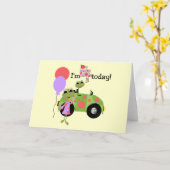Mod Frogs 4th Birthday Tshirts und Geschenke Karte (Gelbe Blume)