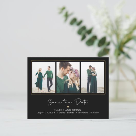 Mod Gallery EDITABLE FARBE Save the Date Postkarte (Stehend Vorderseite)