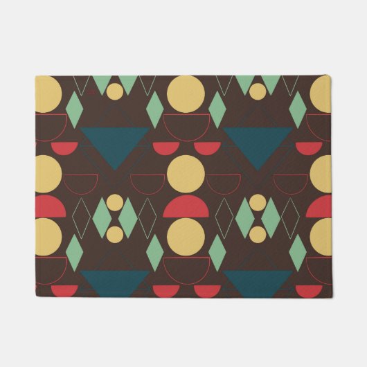 Mod Geometric Brown aus der Mitte des Jahrhunderts Fußmatte (Vorderseite)