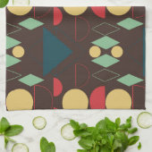 Mod Geometric Brown aus der Mitte des Jahrhunderts Geschirrtuch (Gefaltet)