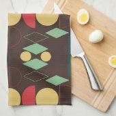 Mod Geometric Brown aus der Mitte des Jahrhunderts Geschirrtuch (Viertel Falte)