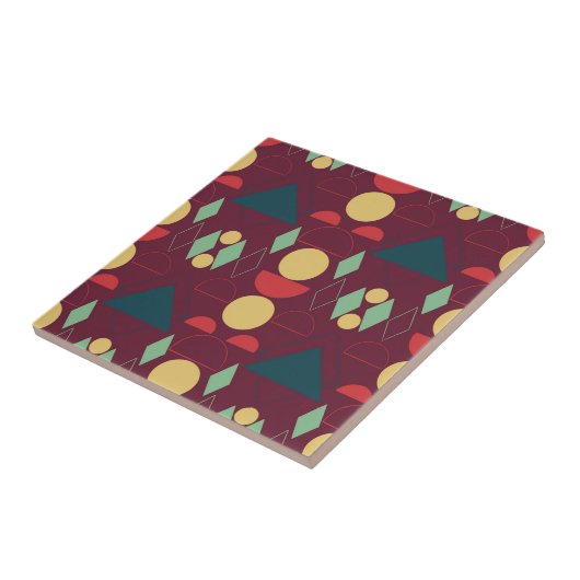 Mod Geometric Fuchsia Keramik Tile Fliese (Seite)