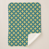 Mod Geometric Retro Modern Blue Green Mitte des Ja Sherpadecke (Vorderseite)