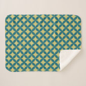 Mod Geometric Retro Modern Blue Green Mitte des Ja Sherpadecke (Vorderseite (Horizontal))