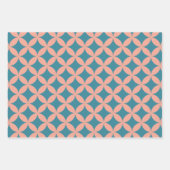 Mod Geometric Retro Modern Blue Mitte des Jahrhund Geschenkpapier Set (Vorderseite 3)