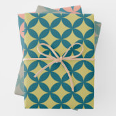 Mod Geometric Retro Modern Blue Mitte des Jahrhund Geschenkpapier Set (Beispiel)