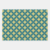 Mod Geometric Retro Modern Blue Mitte des Jahrhund Geschenkpapier Set (Vorderseite)