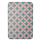 Mod Geometric Retro Modern Blue Peach aus dem Mitt Badematte (Vorderseite Vertikal)