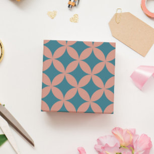 Mod Geometric Retro Modern Peach Blue Mitte des Ja Geschenkpapier