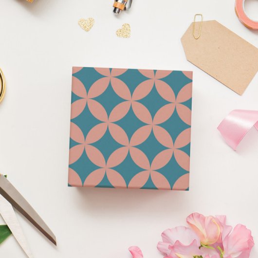 Mod Geometric Retro Modern Peach Blue Mitte des Ja Geschenkpapier