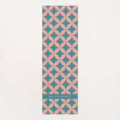 Mod Geometric Retro Modern Peach Blue Mitte des Ja Yogamatte (Vorderseite)