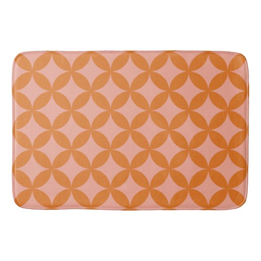 Mod Geometric Retro Modernes Orange Sun Mitte des Badematte (Vorderseite)