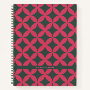 Mod Geometric Retro Modernes Rosa & Tannen aus dem Notizblock