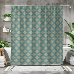 Mod Geometric Retro Modernes Türkis aus dem Mittel Duschvorhang