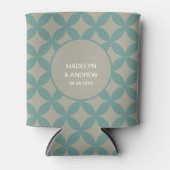 Mod Geometric Retro Wedding Turquoise Mitte des Ja Dosenkühler (Vorderseite)
