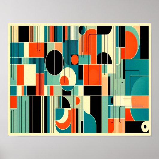 Mod Geometrisch Mitte des Jahrhunderts Abstrakt Poster (Vorne)