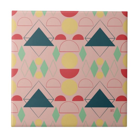 Mod Geometrische rosa Keramik - Tile Fliese (Vorderseite)