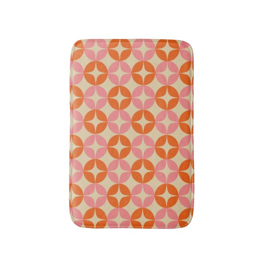 Mod Geometrisches Muster in Rosa und Orange Mitte Badematte (Vorderseite Vertikal)