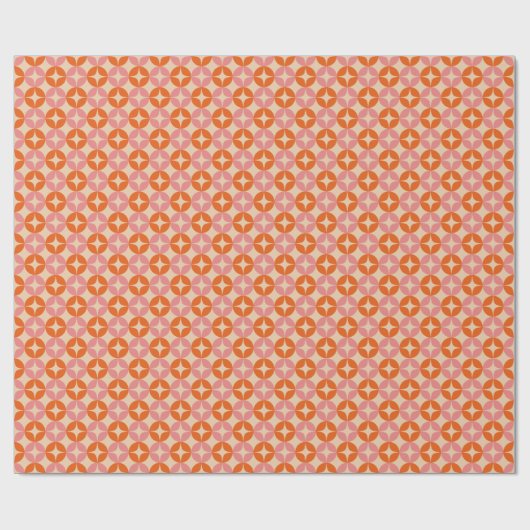 Mod Geometrisches Muster in Rosa und Orange Mitte Geschenkpapier (Flach)