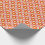 Mod Geometrisches Muster in Rosa und Orange Mitte Geschenkpapier (Ecke)