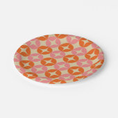 Mod Geometrisches Muster in Rosa und Orange Mitte Pappteller (Schrägansicht)