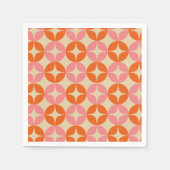 Mod Geometrisches Muster in Rosa und Orange Mitte Serviette (Vorderseite)
