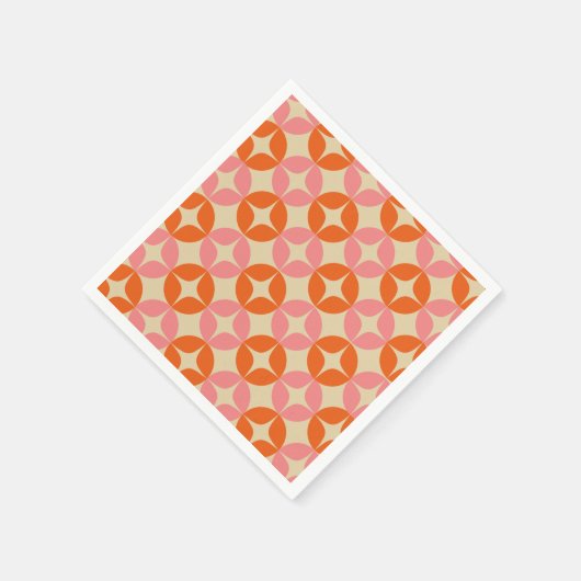Mod Geometrisches Muster in Rosa und Orange Mitte Serviette (Ecke)