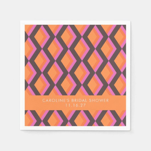 Mod Geometrisches rosa braun benutzerdefiniertes B Serviette (Vorderseite)