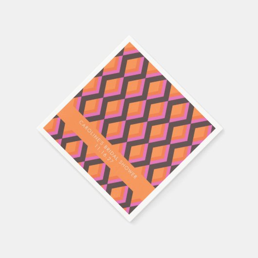 Mod Geometrisches rosa braun benutzerdefiniertes B Serviette (Ecke)